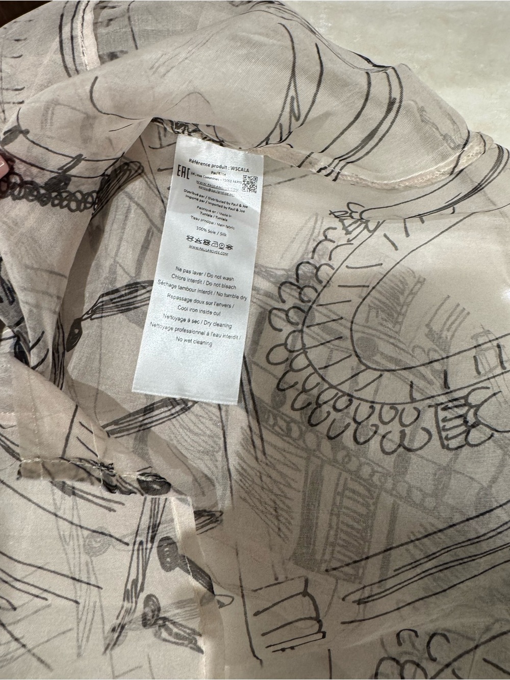 Pail & Joe Silk Printed Tie-Neck Blouse - Picture 6 of 7